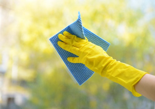 Carpet cleaning staff working safely with protective equipment